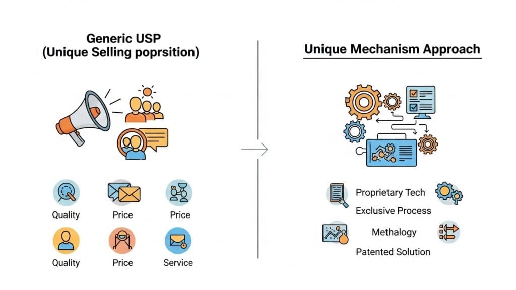 Comparison of traditional USP versus unique mechanism differentiation strategy