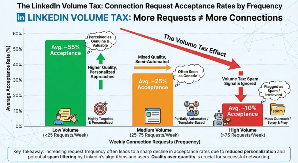 infographic explaining the LinkedIn "Volume Tax"